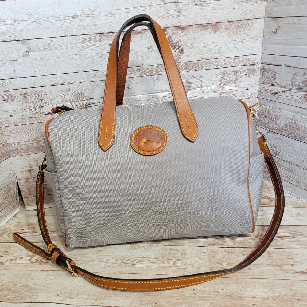 Dooney & Bourke grey canvas Satchel with leather trim